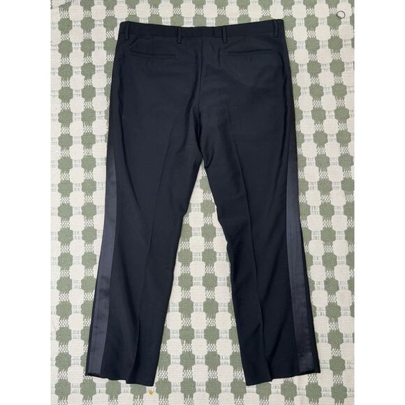 Burberry London Black Straight Leg Uniform Dress Pants -Satin Side Line Sz 56 - Picture 8 of 15